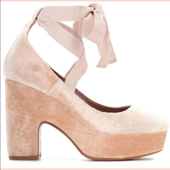 TABITHA Simons Pink Velvet Sky Platform Heels - Picture 3 of 3